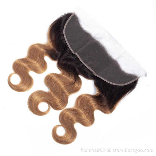 Human Hair Extension 1B 27 Ombre Body Wave with Frontal Brazilian Raw Unprocessed Human Virgin Hair Weave Bundles and Frontal